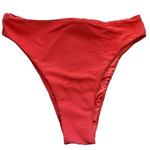 Seafolly Red Ribbed High-Cut Bikini Bottom